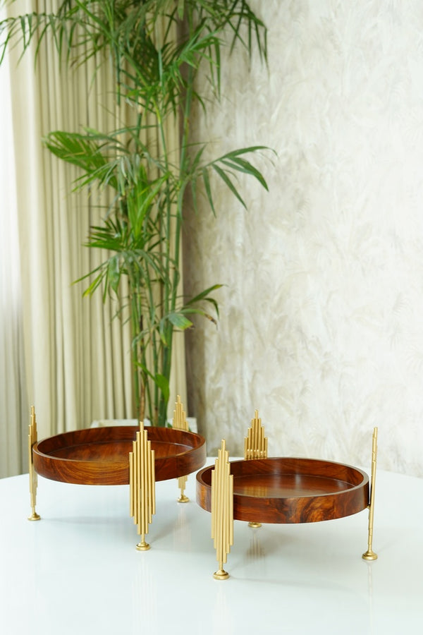 Round wooden platters
