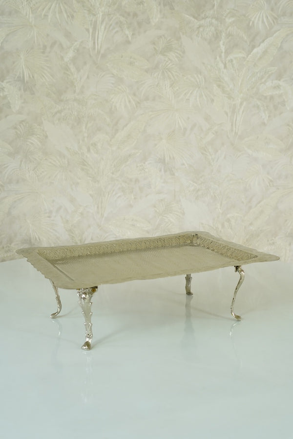 Big brass tray with stand(Silver plated)