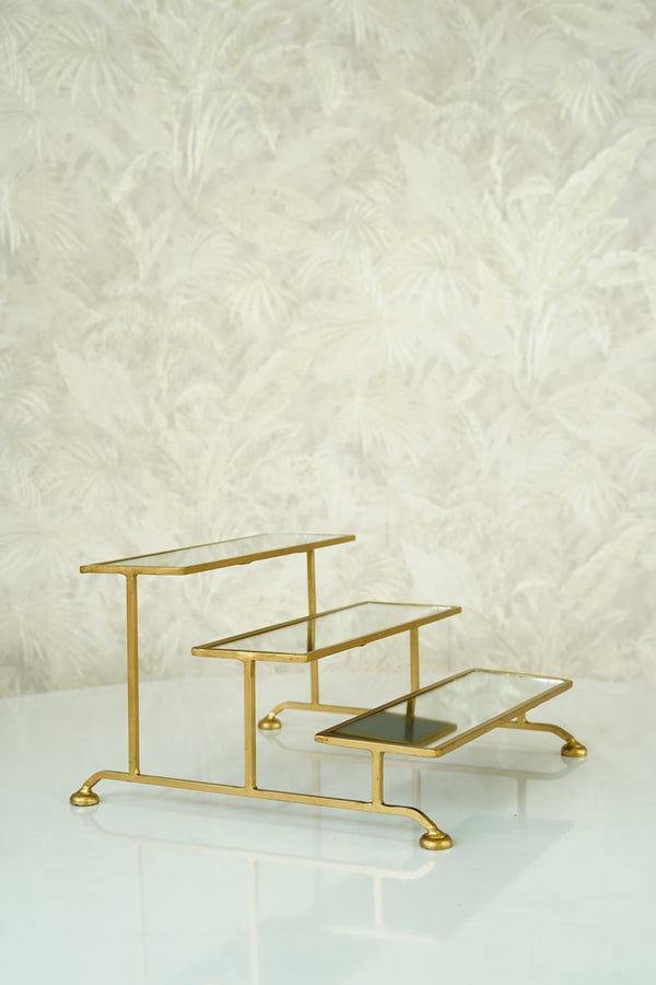 Three Tier Mirror Gold Platter