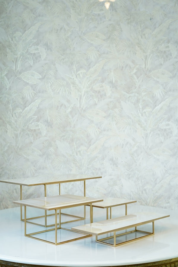 4 piece buffet platter set in White.