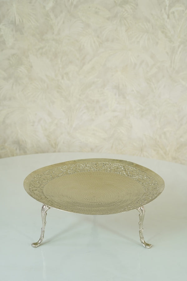 Party size round brass Silver Platter